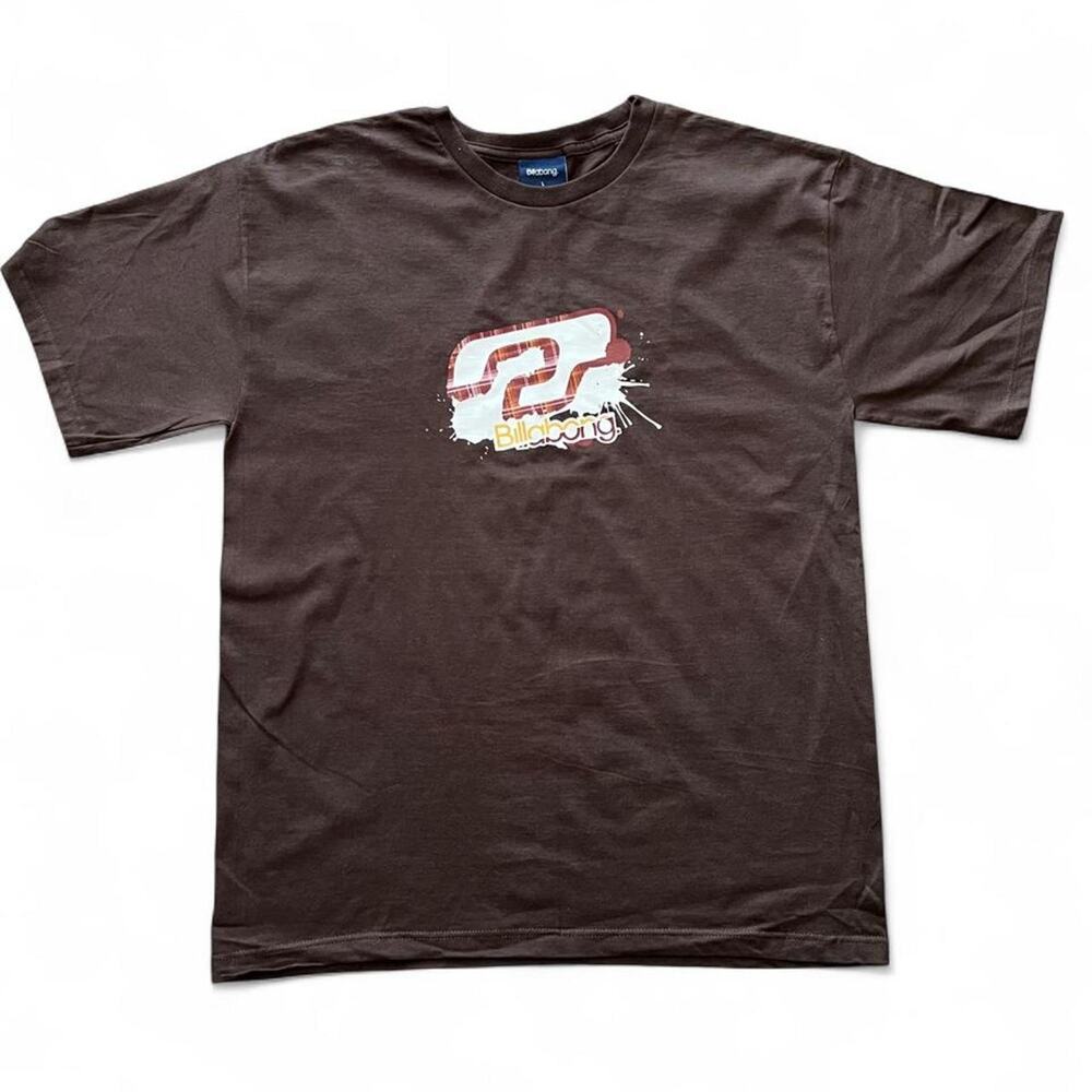 Billabong Brown Vintage Splash Logo T-shirt, Large